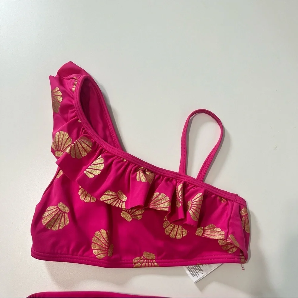 Boden Kids Bikini - Pink with Gold Shells